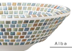 美濃焼タイル洗面ボウル Origin Alba モザイクタイルの質感ディテール