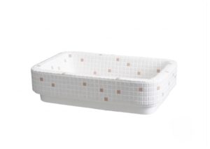 美濃焼タイル洗面ボウル Origin Square Rosa アングル