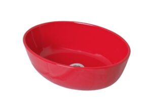 美濃焼 洗面ボウル Mugs レッド オーバル アングルビュー
