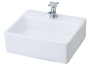 白い陶器製洗面ボウル L1105 ブランシュ 日本製水栓セット ベッセル型