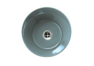 美濃焼 磁器製洗面ボウル Cubo Ash 排水口が見える真上からのデザイン