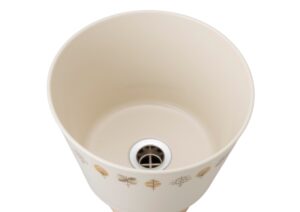 美濃焼 洗面ボウル Cubo Oha（クーボ オハ）｜磁器製・置き型洗面ボウル 排水口が見えるトップ写真