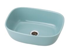 美濃焼 洗面ボウル Mugs アクア レクタングル 磁器製 337×257×110mm 斜め上から見た商品写真