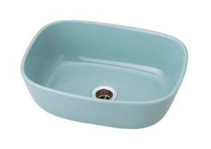 美濃焼 洗面ボウル Mugs アクア レクタングル 磁器製 337×257×110mm 斜め上から見た商品写真